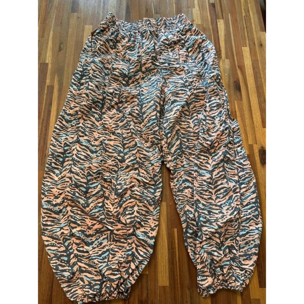 Free People Movement Tiger Wave Harem Pants Peach Blue Animal Print Joggers M